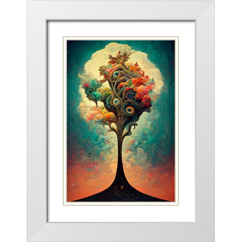 A073 Tree Of Life White Modern Wood Framed Art Print with Double Matting by Heere, Ray