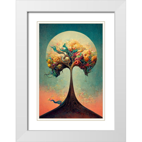 A074 Tree Of Life White Modern Wood Framed Art Print with Double Matting by Heere, Ray