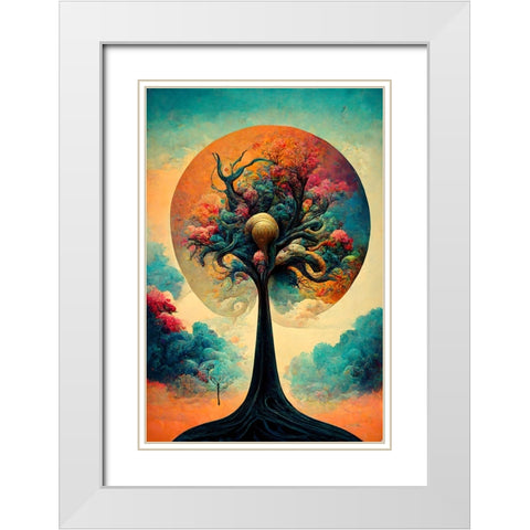 A075 Tree Of Life White Modern Wood Framed Art Print with Double Matting by Heere, Ray