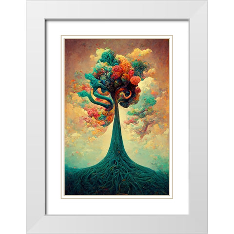 A079 Tree Of Life White Modern Wood Framed Art Print with Double Matting by Heere, Ray