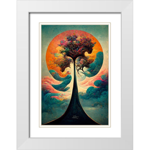 A081 Tree Of Life White Modern Wood Framed Art Print with Double Matting by Heere, Ray