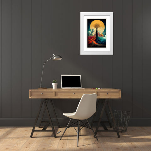 A082 Tree Of Life White Modern Wood Framed Art Print with Double Matting by Heere, Ray