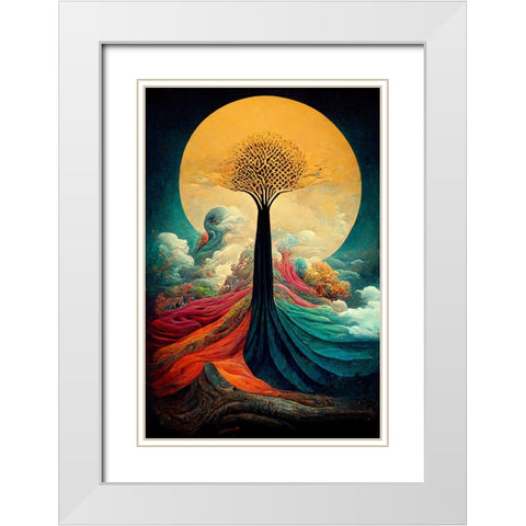 A082 Tree Of Life White Modern Wood Framed Art Print with Double Matting by Heere, Ray
