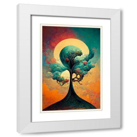 A086 Tree Of Life White Modern Wood Framed Art Print with Double Matting by Heere, Ray