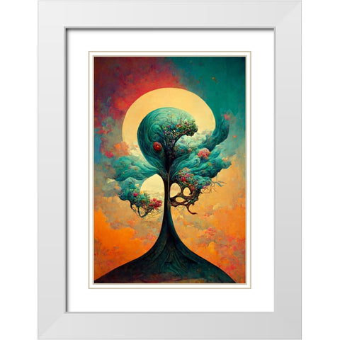 A086 Tree Of Life White Modern Wood Framed Art Print with Double Matting by Heere, Ray