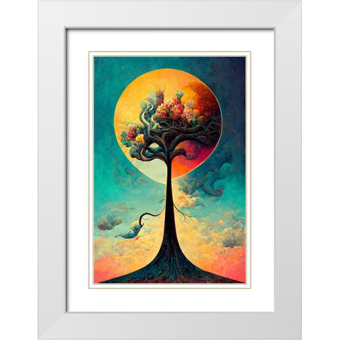 A087 Tree Of Life White Modern Wood Framed Art Print with Double Matting by Heere, Ray