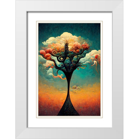 A089 Tree Of Life White Modern Wood Framed Art Print with Double Matting by Heere, Ray