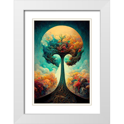 A090 Tree Of Life White Modern Wood Framed Art Print with Double Matting by Heere, Ray