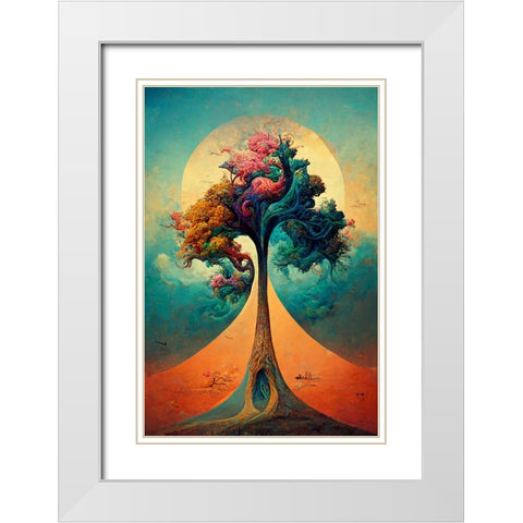 A097 Tree Of Life White Modern Wood Framed Art Print with Double Matting by Heere, Ray