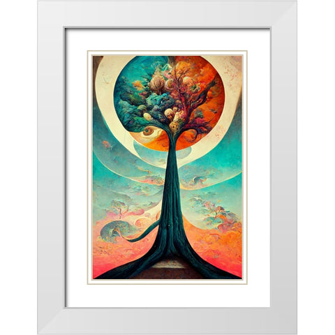 A098 Tree Of Life White Modern Wood Framed Art Print with Double Matting by Heere, Ray