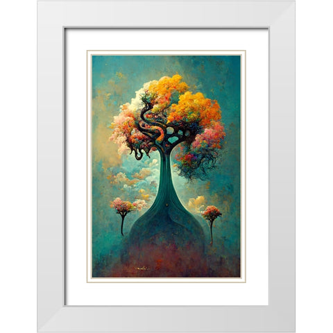 A100 Tree Of Life White Modern Wood Framed Art Print with Double Matting by Heere, Ray