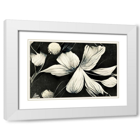 B061 Flowers Black White White Modern Wood Framed Art Print with Double Matting by Heere, Ray