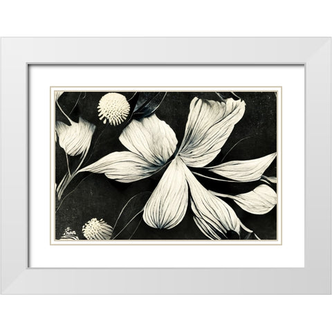 B061 Flowers Black White White Modern Wood Framed Art Print with Double Matting by Heere, Ray