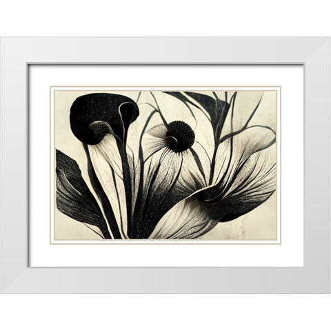 B062 Flowers Black White White Modern Wood Framed Art Print with Double Matting by Heere, Ray
