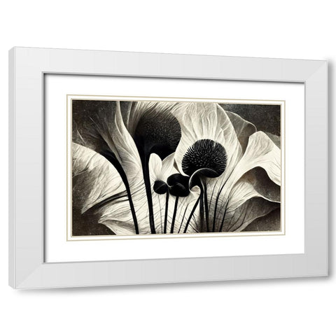 B064 Flowers Black White White Modern Wood Framed Art Print with Double Matting by Heere, Ray