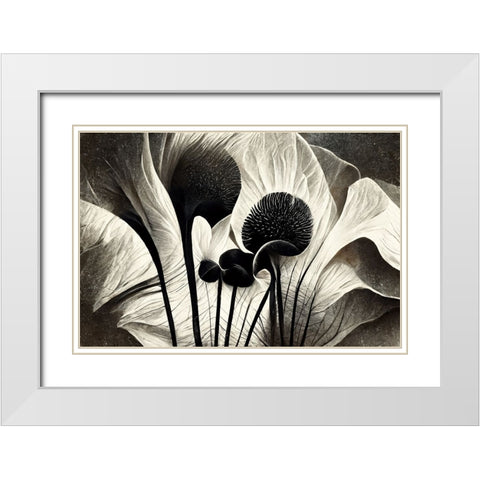 B064 Flowers Black White White Modern Wood Framed Art Print with Double Matting by Heere, Ray