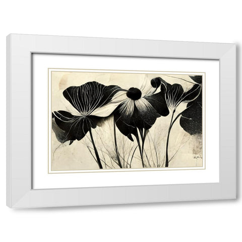 B066 Flowers Black White White Modern Wood Framed Art Print with Double Matting by Heere, Ray