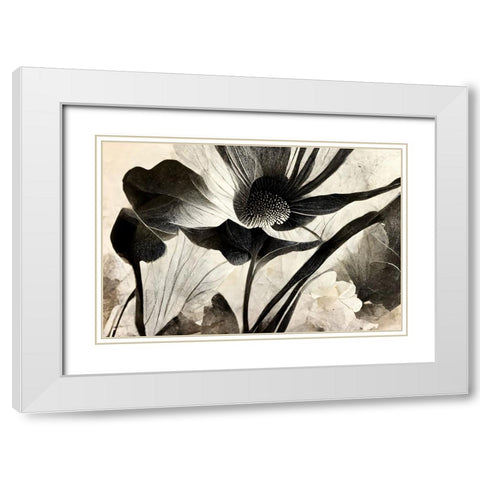 B067 Flowers Black White White Modern Wood Framed Art Print with Double Matting by Heere, Ray
