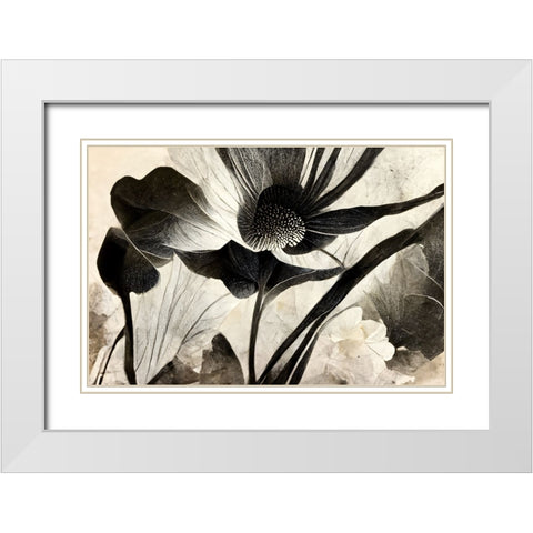 B067 Flowers Black White White Modern Wood Framed Art Print with Double Matting by Heere, Ray