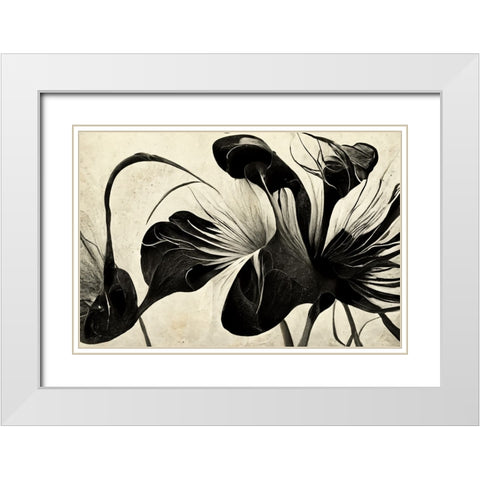 B068 Flowers Black White White Modern Wood Framed Art Print with Double Matting by Heere, Ray