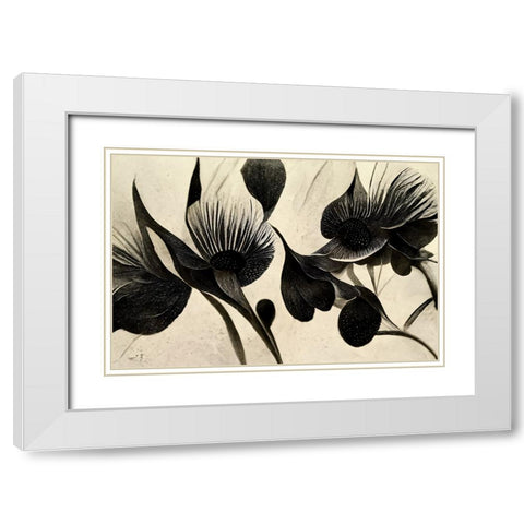 B069 Flowers Black White White Modern Wood Framed Art Print with Double Matting by Heere, Ray