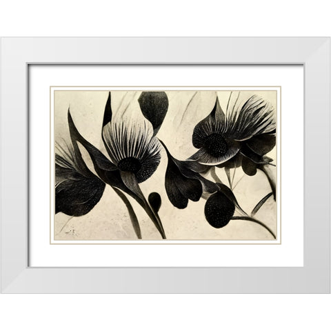 B069 Flowers Black White White Modern Wood Framed Art Print with Double Matting by Heere, Ray