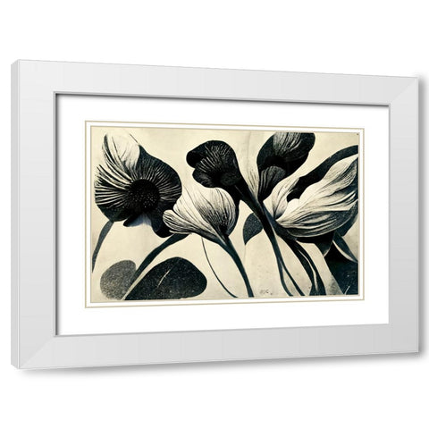 B071 Flowers Black White White Modern Wood Framed Art Print with Double Matting by Heere, Ray