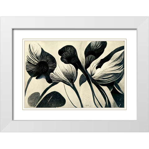 B071 Flowers Black White White Modern Wood Framed Art Print with Double Matting by Heere, Ray