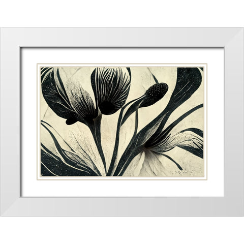 B072 Flowers Black White White Modern Wood Framed Art Print with Double Matting by Heere, Ray