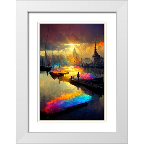 Dutch Cityview Harbour Of Hoorn 1 White Modern Wood Framed Art Print with Double Matting by Heere, Ray