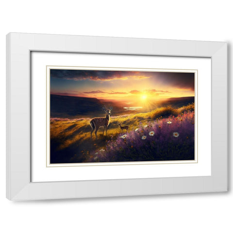 Woodland Animals 4 White Modern Wood Framed Art Print with Double Matting by Heere, Ray