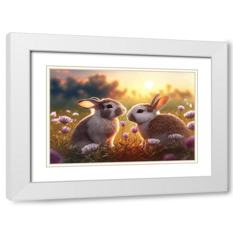 Woodland Animals 16 White Modern Wood Framed Art Print with Double Matting by Heere, Ray