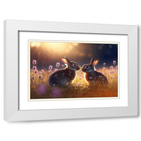 Woodland Animals 21 White Modern Wood Framed Art Print with Double Matting by Heere, Ray