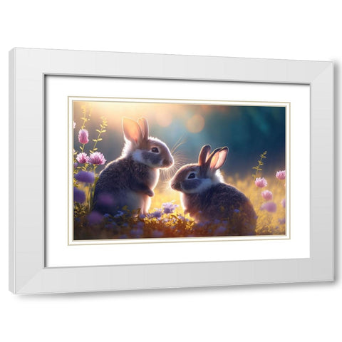Woodland Animals 22 White Modern Wood Framed Art Print with Double Matting by Heere, Ray