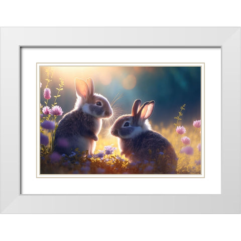 Woodland Animals 22 White Modern Wood Framed Art Print with Double Matting by Heere, Ray