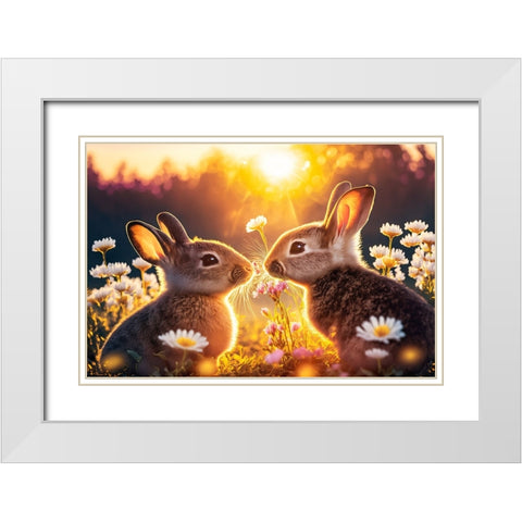 Woodland Animals 24 White Modern Wood Framed Art Print with Double Matting by Heere, Ray