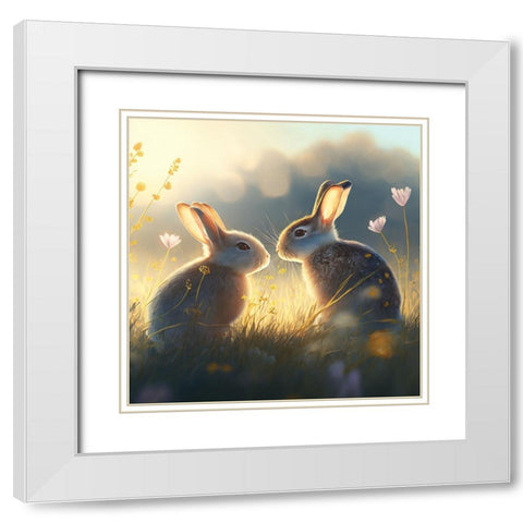 Woodland Animals 30 White Modern Wood Framed Art Print with Double Matting by Heere, Ray