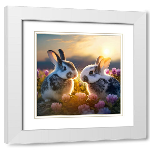 Woodland Animals 32 White Modern Wood Framed Art Print with Double Matting by Heere, Ray