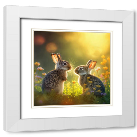 Woodland Animals 34 White Modern Wood Framed Art Print with Double Matting by Heere, Ray