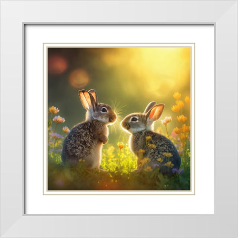 Woodland Animals 34 White Modern Wood Framed Art Print with Double Matting by Heere, Ray