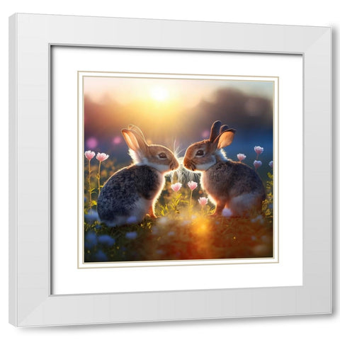 Woodland Animals 35 White Modern Wood Framed Art Print with Double Matting by Heere, Ray