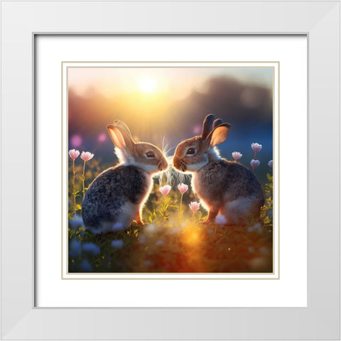 Woodland Animals 35 White Modern Wood Framed Art Print with Double Matting by Heere, Ray