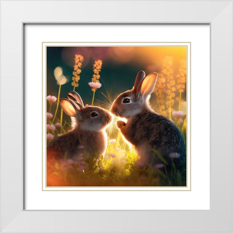 Woodland Animals 36 White Modern Wood Framed Art Print with Double Matting by Heere, Ray