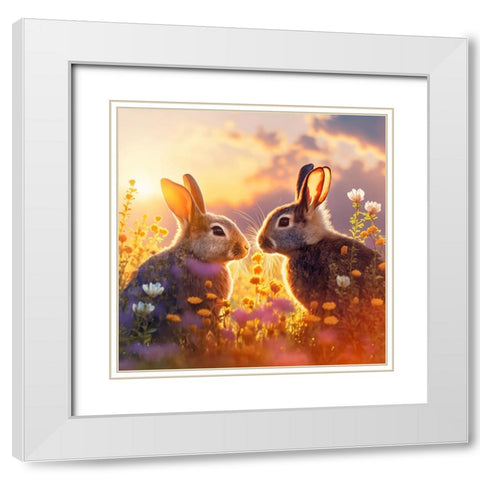 Woodland Animals 38 White Modern Wood Framed Art Print with Double Matting by Heere, Ray