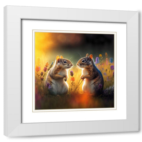 Woodland Animals 40 White Modern Wood Framed Art Print with Double Matting by Heere, Ray