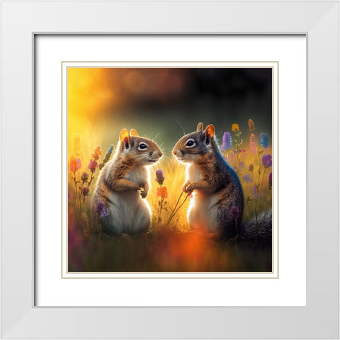 Woodland Animals 40 White Modern Wood Framed Art Print with Double Matting by Heere, Ray