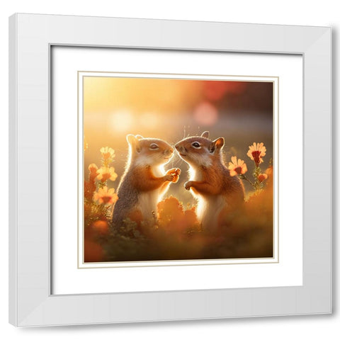 Woodland Animals 41 White Modern Wood Framed Art Print with Double Matting by Heere, Ray