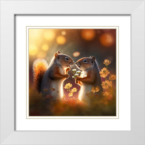 Woodland Animals 43 White Modern Wood Framed Art Print with Double Matting by Heere, Ray
