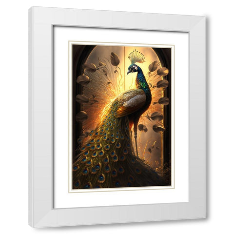 Proud Peacocks 1 White Modern Wood Framed Art Print with Double Matting by Heere, Ray