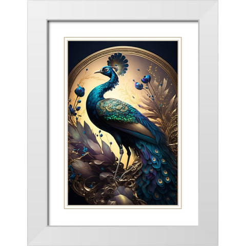 Proud Peacocks 3 White Modern Wood Framed Art Print with Double Matting by Heere, Ray